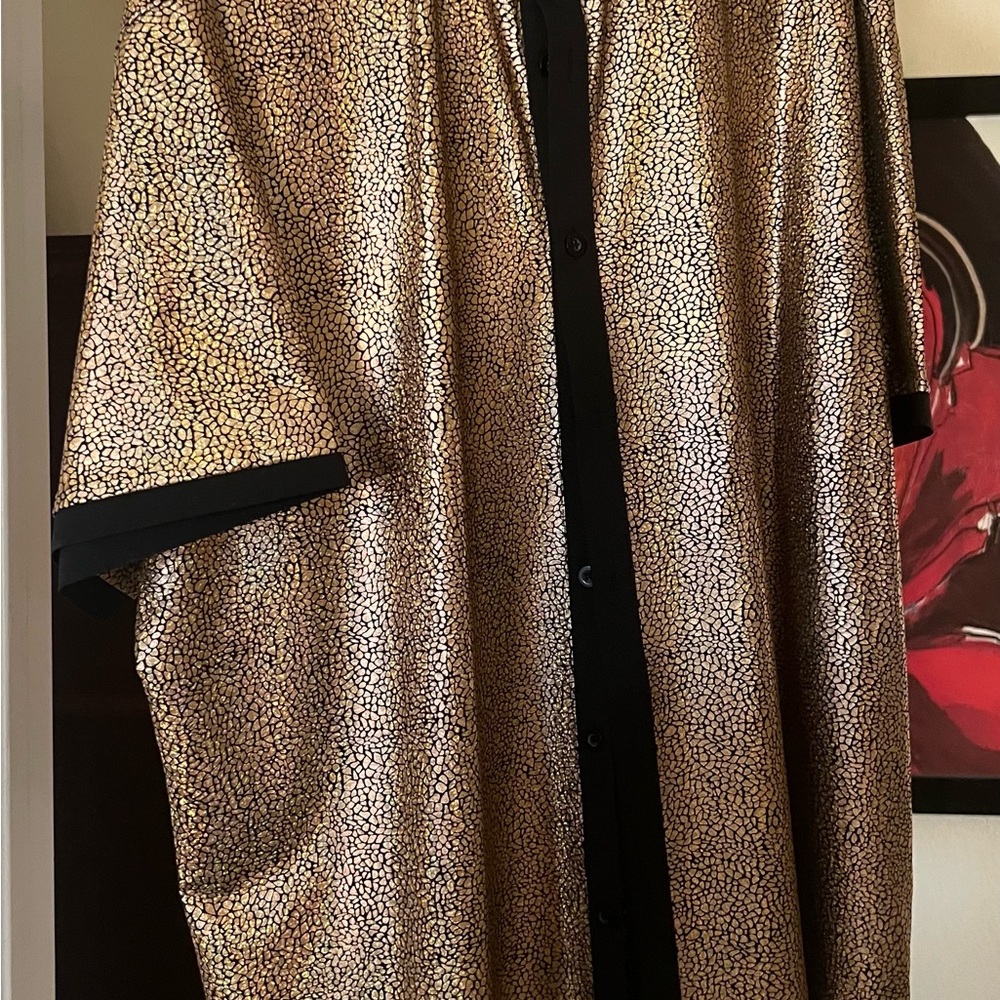Gold and Black Button-Up Shirt